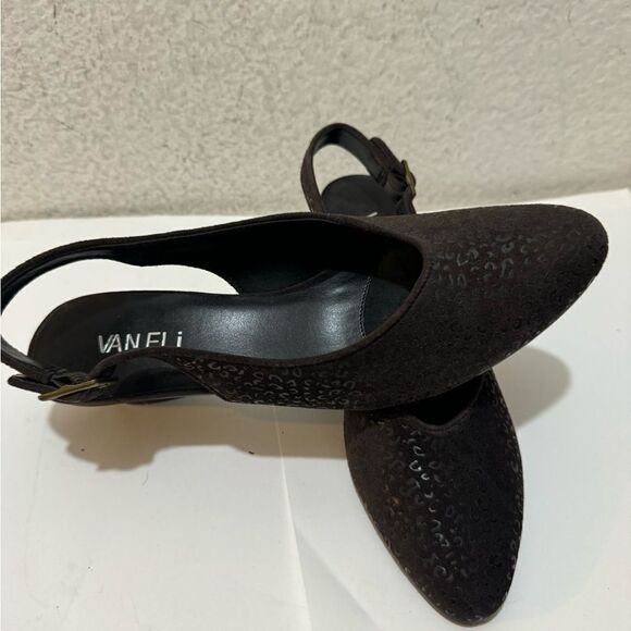 Vaneli Kandis on dark Brown Leopard Print Slingbacks size 7N - Picture 4 of 11